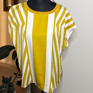 Stylish Yellow and White Striped Women's Blouse